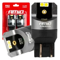 AMIO 03591 — Żarówki LED CANBUS seria PRO W21/5W 4x3030 SMD White 12V 24V AMIO-03591