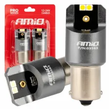 AMIO 03583 — Żarówki LED CANBUS seria PRO BA15S P21W 4x3030 SMD białe 12V 24V AMIO-03583