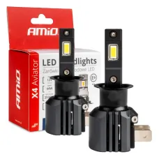 AMIO 03762 — Żarówki samochodowe LED seria X4 Aviator H3 6500K Canbus AMIO-03762