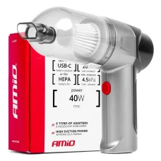 AMIO 03692 — Odkurzacz samochodowy bezprzewodowy akumulatorowy HEPA 40W 4000mAh AMIO-03692
