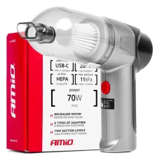 AMIO 03693 — Odkurzacz samochodowy bezprzewodowy bezszczotkowy HEPA 70W 4000mAh AMIO-03693