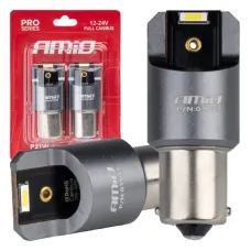 AMIO 03593 — Żarówki LED FULL CANBUS PRO BA15S P21W 2x1860SMD białe 12V 24V AMIO-03593