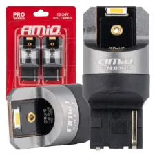 AMIO 03600 — Żarówki LED FULL CANBUS PRO WY21W 2x1860 SMD pomarańczowe 12V 24V AMIO-03600