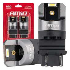 AMIO 03598 — Żarówki LED FULL CANBUS PRO P27/7W 2x3157 SMD białe 12V 24V AMIO-03598