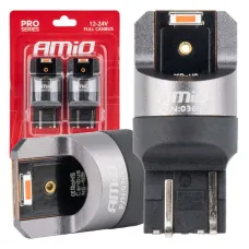 AMIO 03602 — Żarówki LED FULL CANBUS PRO W21/5W 2x1860 SMD czerwone 12V 24V AMIO-03602