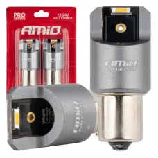 AMIO 03594 — Żarówki LED FULL CANBUS PRO PY21W 2x1860 SMD pomarańczowe 12V 24V AMIO-03594