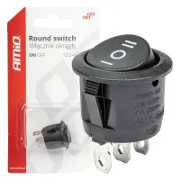 Włącznik przełącznik czarny okrągły 12V 230V BU03 AMIO-03614