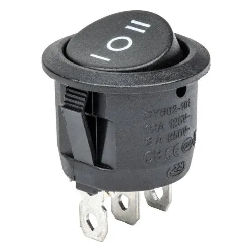Włącznik czarny okrągły 12/230V BU03 AMIO-02463