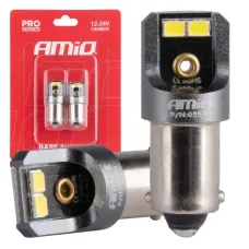 AMIO 03579 — Żarówki LED CANBUS PRO T4W BA9S 4x2016 SMD białe 12V 24V AMIO-03579