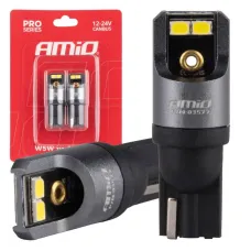 AMIO 03577 — Żarówki LED CANBUS PRO T10 W5W 4x2016 SMD białe 12V 24V AMIO-03577