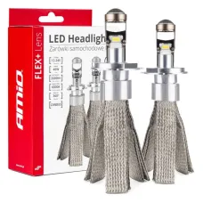 AMIO 03658 — Żarówki samochodowe LED seria FLEX+ H4 soczewka 12V 24V 6000K Canbus AMIO-03658