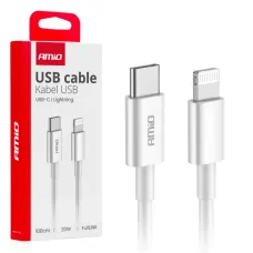 AMIO 03898 — Kabel do ładowania USB-C - LIGHTNING IPHONE PD 20W 100cm FullLINK AMIO-03898