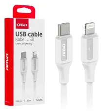 AMIO 03922 — Kabel do ładowania USB-C - IPHONE LIGHTNING 20W 100cm AMIO-03922