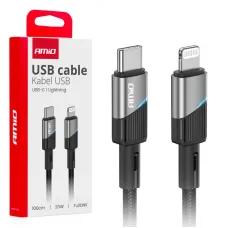 AMIO 03928 — Kabel do ładowania USB-C - IPHONE LIGHTNING 20W 100cm AMIO-03928