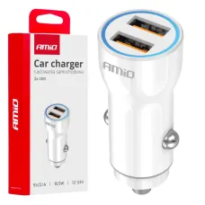 AMIO 03879 — Ładowarka samochodowa 2x USB-A AMIO-03879