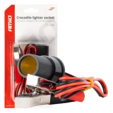 AMIO 03804 — Adapter gniazda zapalniczki z wyjściem na krokodylki 12V 24V 100cm AMIO-03804