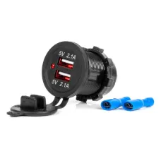 AMIO 02854 — Wodoodporna ładowarka z gniazdami 2x USB 12V 24V MOD-04 AMIO-02854
