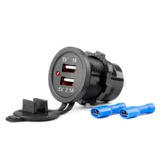 AMIO 02853 — Wodoodporna ładowarka z gniazdami 2x USB 12V 24V MOD-03 AMIO-02853