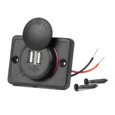 AMIO 04230 — Ładowarka samochodowa z gniazdami USB wodoodporna kwadratowa 2x USB 12V 24V AMIO...