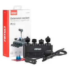 AMIO 04175 — Rozdzielacz rozgałęźnik gniazda zapalniczki PD30W QC3.0 12/24V max 216W AMIO-041...