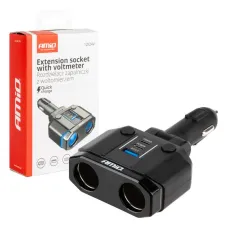 AMIO 04174 — Rozdzielacz rozgałęźnik gniazda zapalniczki PD30W PD20W QC3.0 12V 24V + woltomie...