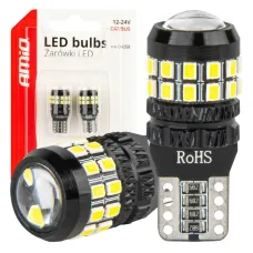 AMIO 04258 — Żarówki LED CANBUS T10 W5W 27SMD 2016 White 12V 24V AMIO-04258
