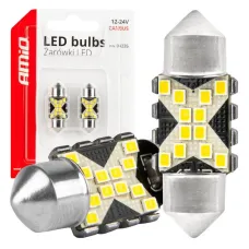 AMIO 04235 — Żarówki LED CANBUS Festoon C5W 12SMD 2016 31mm White 12V 24V AMIO-04235