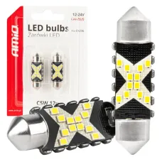 AMIO 04236 — Żarówki LED CANBUS Festoon C5W 12SMD 2016 36mm White 12V 24V AMIO-04236