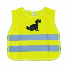 AMIO 03936 — Kamizelka ostrzegawcza odblaskowa dziecięca żółta dinozaur AMIO-03936