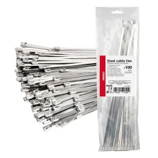 AMIO 04324 — Opaski zaciskowe metalowe ze stali nierdzewnej 4.6x350mm 100 szt. AMIO-04324