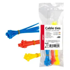 AMIO 04313 — Opaski zaciskowe plastikowe wielokolorowe zestaw 60 szt. AMIO-04313