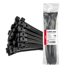 AMIO 02157 — Taśmy opaski zaciskowe kablowe czarne 4,8x350mm - 100 szt. AMIO-02157
