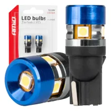 AMIO 04240 — Żarówki LED CANBUS T10 W5W 5SMD 3030 White 12V 24V AMIO-04240