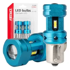 AMIO 04252 — Żarówki LED CANBUS 1156 BA15S P21W R10W R5W 4SMD 1860 White 12V 24V AMIO-04252