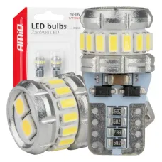 AMIO 04260 — Żarówki LED CANBUS T10 W5W 16SMD 2SMD 3014 3030 White 12V 24V AMIO-04260