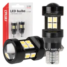 AMIO 04245 — Żarówki LED CANBUS T15 W16W 15SMD 2835 White 12V 24V AMIO-04245