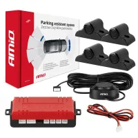Zestaw czujników parkowania cofania Buzzer 4 sensory czarne TRUCK BUS 19 mm AMIO-02278