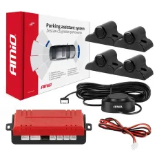 AMIO 02278 — Zestaw czujników parkowania cofania Buzzer 4 sensory czarne TRUCK BUS 19 mm AMIO...