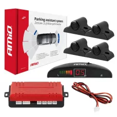 AMIO 02279 — Zestaw czujników parkowania cofania LED 4 sensory czarne 19 mm TRUCK BUS AMIO-02...