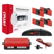 AMIO 02255 — Zestaw czujników parkowania cofania LED 4 sensory czarne wewnętrzne 16,5 mm AMIO...