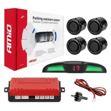 AMIO 02284 — Zestaw czujników parkowania cofania LED COB 4 sensory czarne 