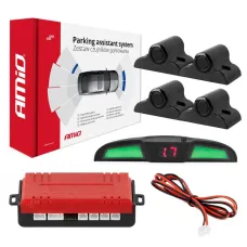 AMIO 02286 — Zestaw czujników parkowania cofania LED COB 4 sensory czarne 19 mm TRUCK BUS AMI...