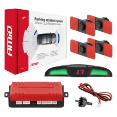AMIO 02285 — Zestaw czujników parkowania cofania LED COB 4 sensory czarne wewnętrzne 16,5 mm ...