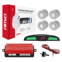 Zestaw czujników parkowania cofania LED COB 4 sensory srebrne AMIO-02282