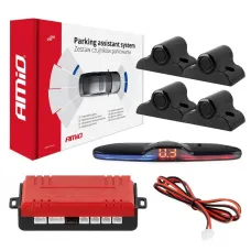 AMIO 02292 — Zestaw czujników parkowania czujniki cofania MAX LED 4 sensory czarne 19 mm TRUC...