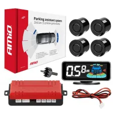 AMIO 03185 — Czujniki parkowania cofania czarne LED 3D AMIO-03185