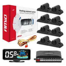 AMIO 03195 — Czujniki parkowania cofania czarne przód tył LED 3D TRUCK BUS AMIO-03195