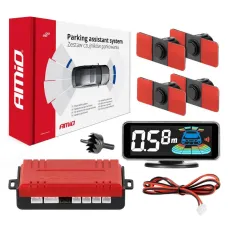 AMIO 03190 — Czujniki parkowania cofania czarnw wewnętrzne LED 3D AMIO-03190