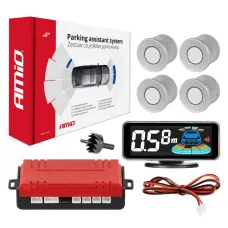 AMIO 03187 — Czujniki parkowania cofania srebrne LED 3D AMIO-03187