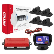 AMIO 02280 — Zestaw czujników parkowania czujniki cofania LED-GRAF 4 sensory czarne 19 mm TRU...